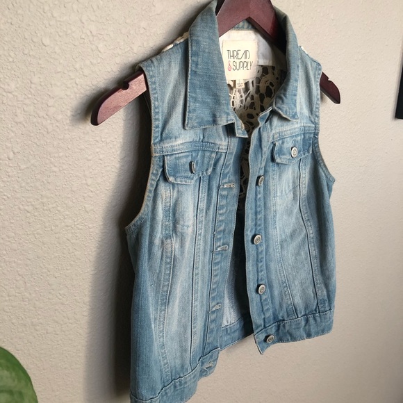 Lace Back Jean Vest - Picture 2 of 4